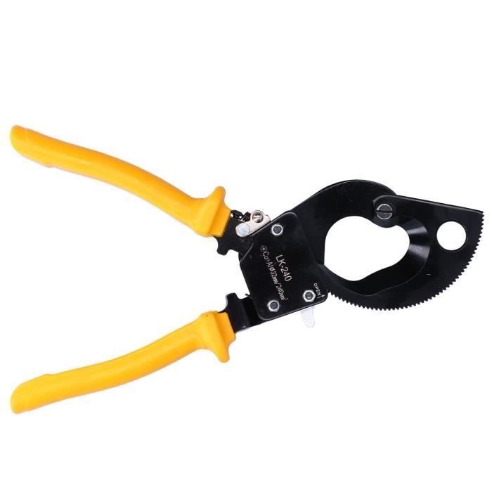 Cutter Professionale Coupe-Câble à Cliquet HS325A | Pour Cuivre 240mm² Et Aluminium | Poignée Antidérapante Denudeur Cable Electrique