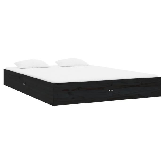 Tour De Lit Super King Size Noir 180x200 + 40 Cm - 100% Pur Coton à Volants - Cache-Sommier Élégant