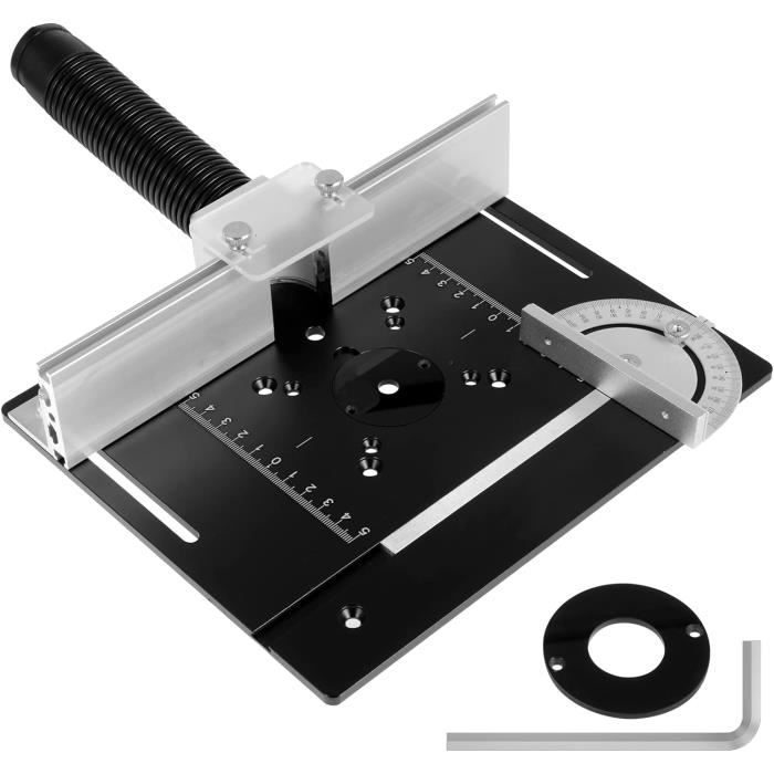 Plaque De Table Pour Défonceuse Universelle - Alliage Aluminium 200x240 Mm - Avec échelle Et Butées Réglables