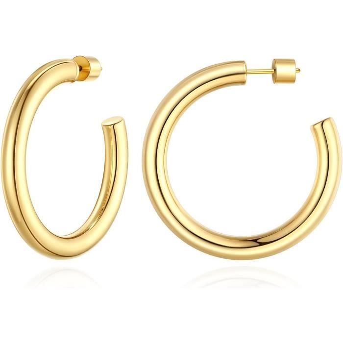 Boucles D'oreilles Créoles Plaqué Or - Fermoir Soleil - Marque Tata Gisèle - Neuf Avec étiquettes