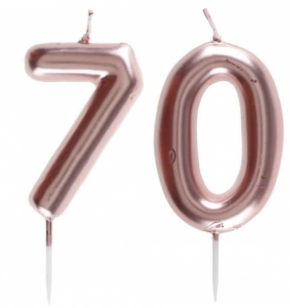 1 Pack bougie anniversaire 70 ans rose gold pour décoration gâteau  anniversaire REF/7305