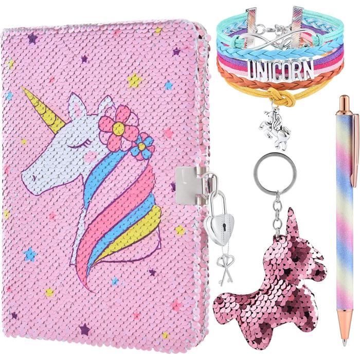 Carnet Sirène Paillettes - Journal Secret Avec Cadenas, Stylo, Bracelet, Cadeau Enfant