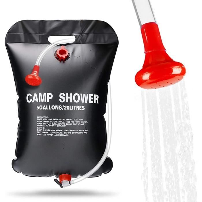 Sac De Douche Solaire 20L DASIAUTOEM - Pour Camping, Randonnée, Voyage | Chauffe Au Soleil, Portable Avec Pommeau