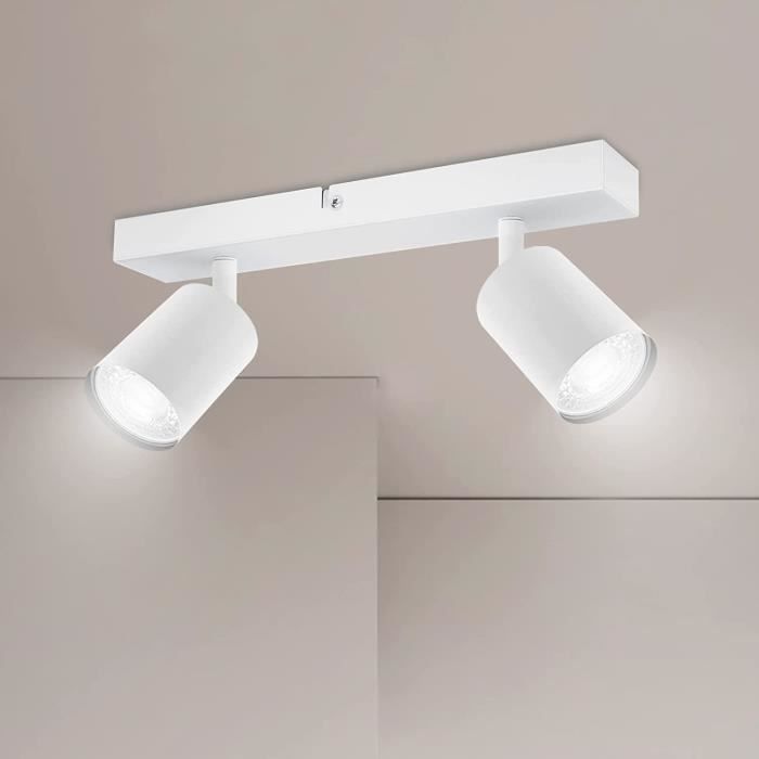 Plafonnier LED 4 Spots Orientables Ketom - Nickel Mat, GU10 Non Inclus - Rotation 350° - Design Moderne