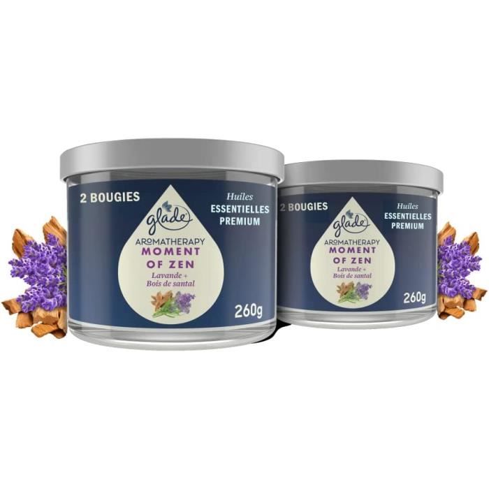 Glade Aromatherapy Bougie, Moment of Zen, Infusées Huiles Essentielles, Lavande Bois de Santal