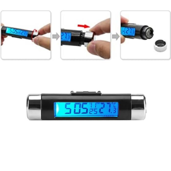 Mini Voiture Thermomètre Voiture 2-en-1 - Horloge Digitale LED Et