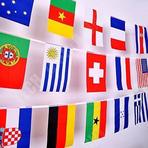 TD® Banderole de Drapeaux du monde 21*14 c m- Guirlande de Bannière,drapeaux Internationaux-100 Pays différents pour fête 25 m