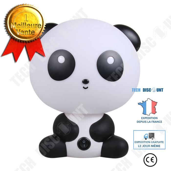 td® lampe pour chambre d'enfant/ lampe de chevet table de nuit réveil en forme de panda blanc et noir/décoration cadeau enfants