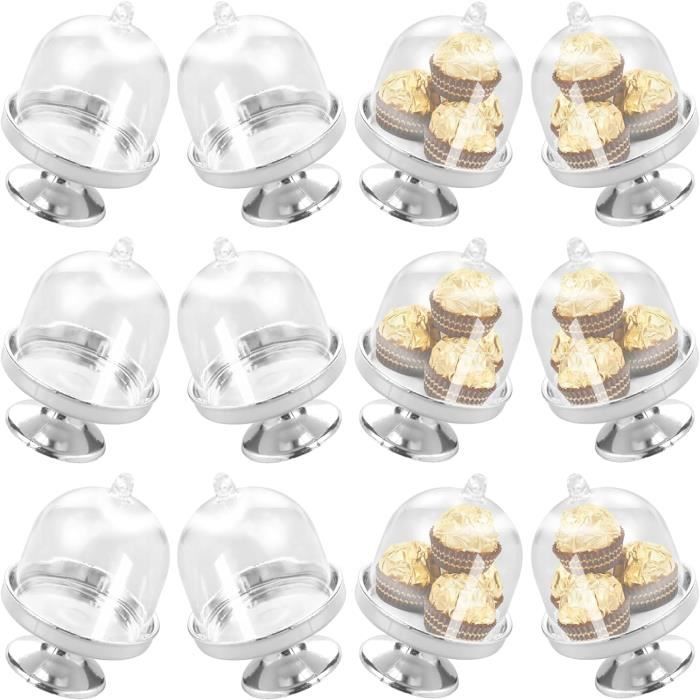 Lot 50 Mini Supports à Gâteaux - Boîtes Cloches Plastique Transparent - Mariage