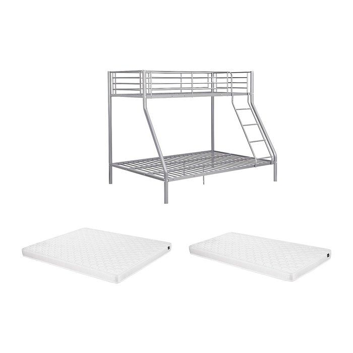 Lits superposés ELEVATIO IV - 90 et 140 x 190 cm - Acier - Argent + matelas