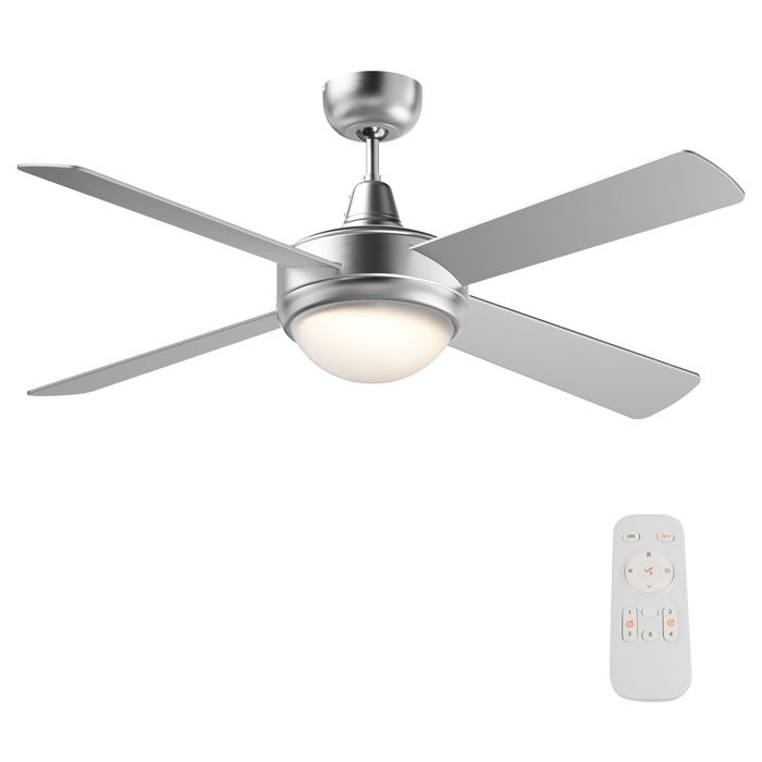 Wiltec Ventilateur de plafond silencieux 65 W 4 pales Ø 130 cm max. 30 m² plafonnier intégré brasseur d’air avec lampe lustre l - Wiltec