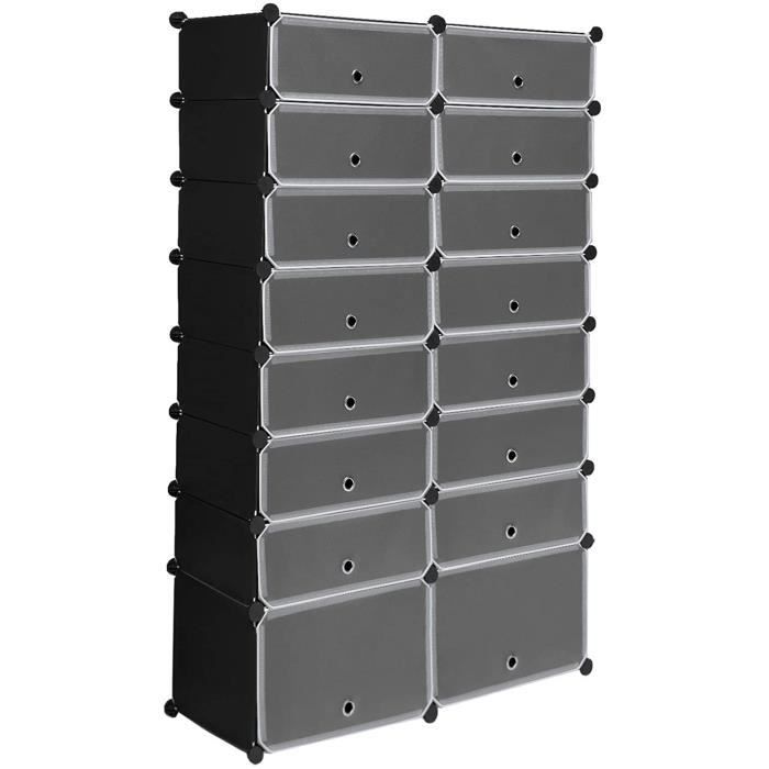 WOLTU DIY Meuble à Chaussures en Plastique avec Porte,Pliable et