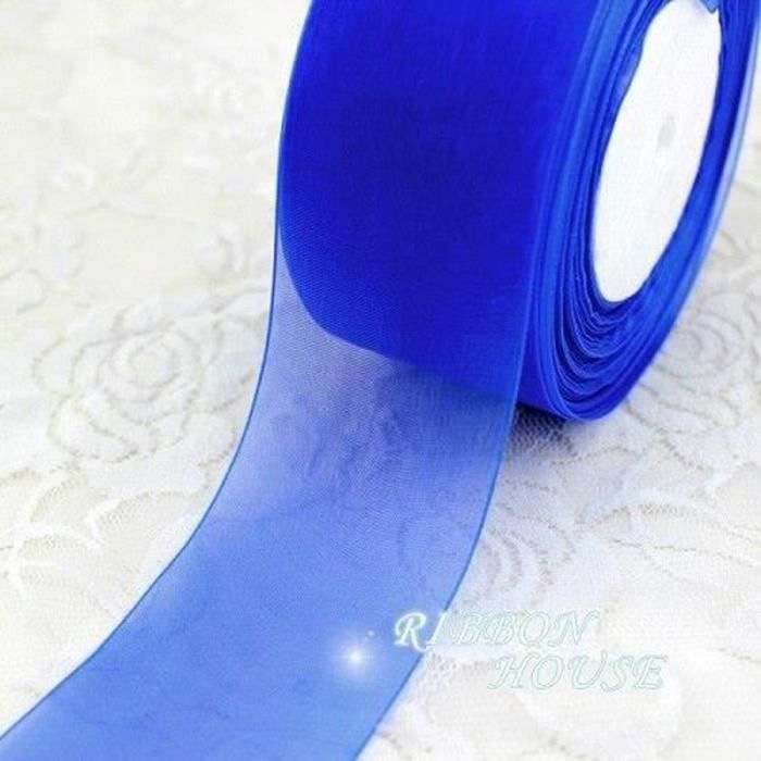 Lot De 10 Grands Arcs Organza Bleu Foncé - Bord Doré, 8 Pouces, Pour Emballage Cadeau Ou Décoration