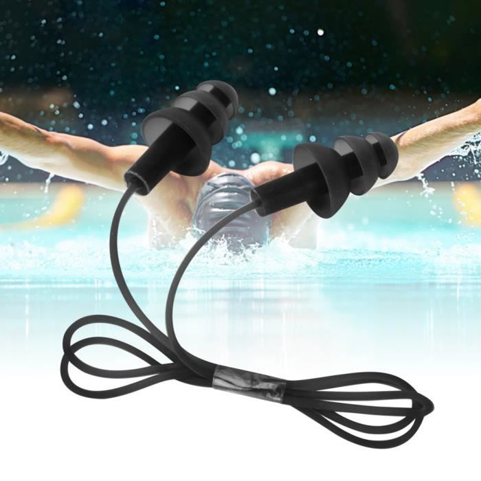 Dianhelloya Bouchons D'Oreilles En Silicone Pour La Natation Et Le Sommeil, Triple Couche Étanche, Réutilisables Avec Cordon Rotatif 360°, Design Ergonomique Pour Adultes Et Enfants (1 Ensemble