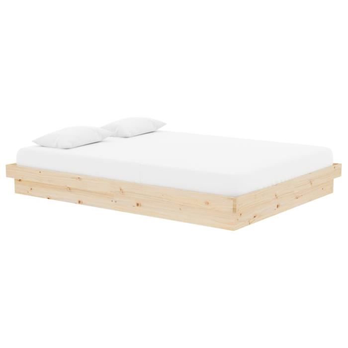 ZERONE Cadre de lit Bois massif 140x190 cm Double VE013