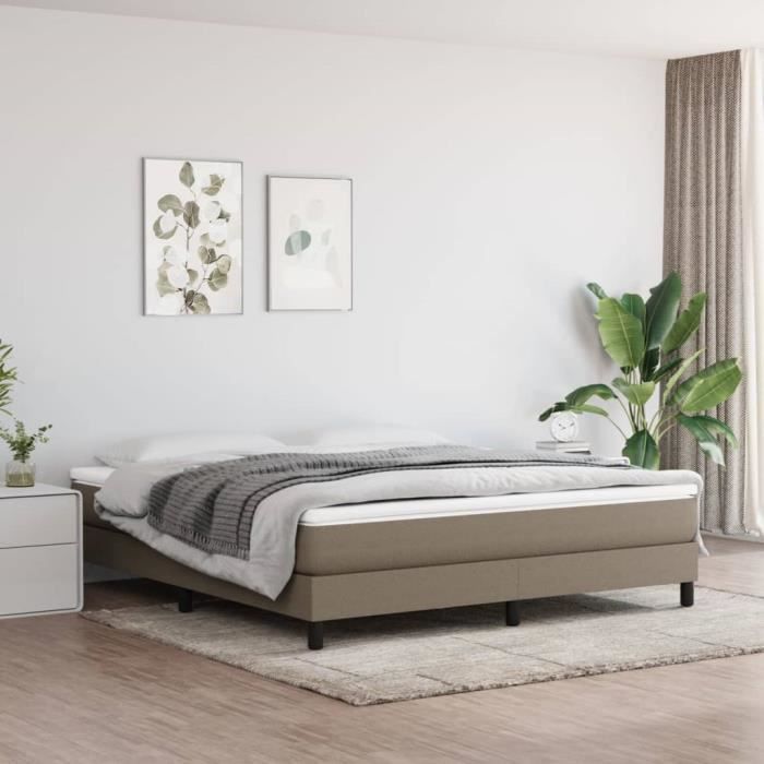 Cadre de lit à sommier tapissier Taupe 180x200 cm - ZJCHAO - Ressorts - Lattes de contreplaqué - Pieds inclus