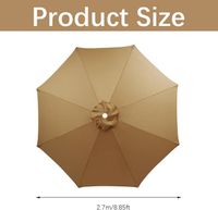 Rechange Toile De Parasol De Jardin (2.7m/3.0m) Dessus De Parapluie De Remplacement Pour 6 Bras/8 Bras, Toile De Rechange Housse De Parapluie, Pour Terrasse/ Jardin/Piscine/Parapluie En Porte-à-faux