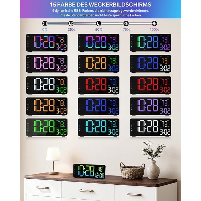 Capteur 3 En 1 – Lumière, Température, Humidité – Alarme – Grand écran LCD – Wi-Fi – Sans Marque