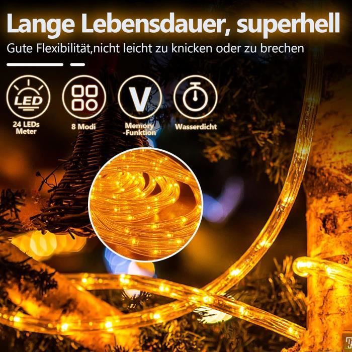 LE Guirlande Lumineuse 10M, 240 LEDs Blanc Chaud, Guirlande Tube