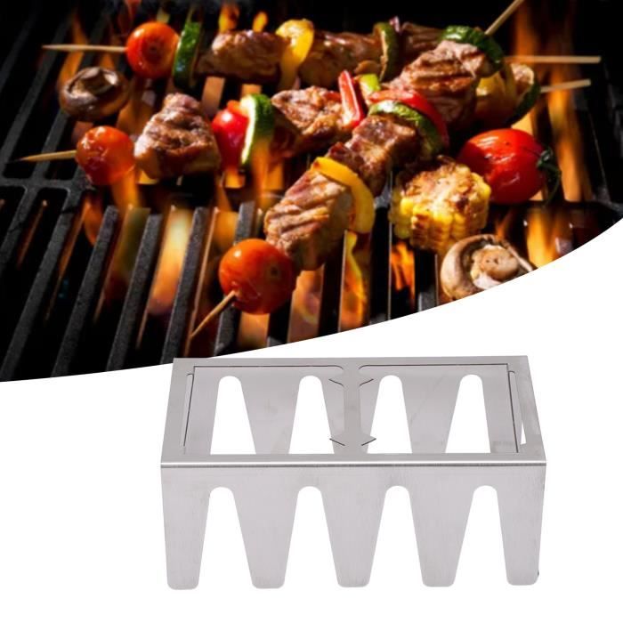 Brochettes De Kebab En Acier Inoxydable, 10 Brochettes De Barbecue En Metal Plat Brochettes A Griller Reutilisables Pour Legumes Et Viande De Poulet 40 Cm 92002126