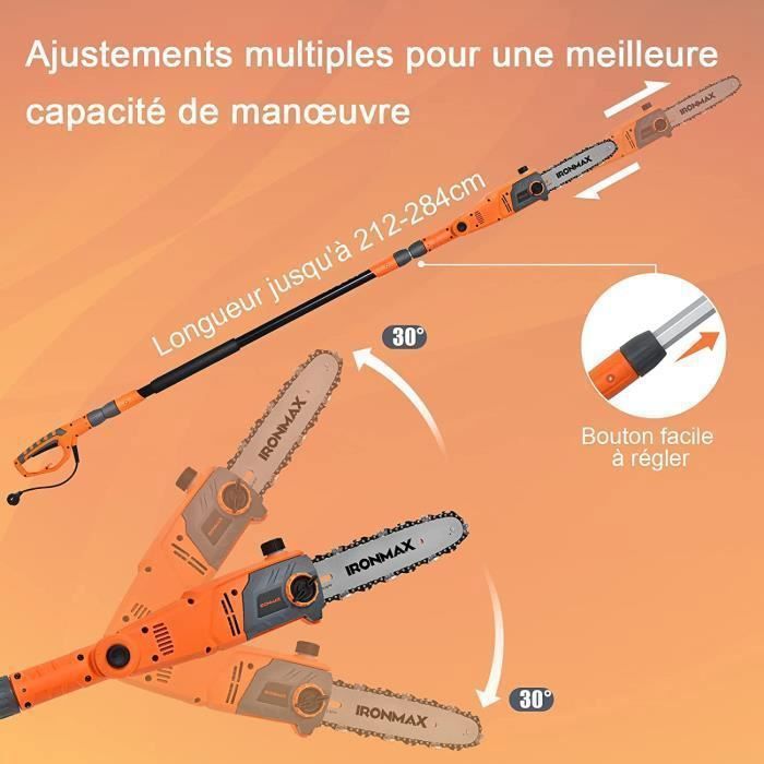 COSTWAY Elagueuse sur Perche Télescopique 212-286 cm 750W Tête Réglable COSTWAY Elagueuse sur Perche Télescopique 212-286 cm 750W Tête Réglable