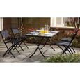 Salon de jardin - CALVI - Table de jardin + 4 chaises - En acier et verre - Chaises pliantes - Coloris : noir-2