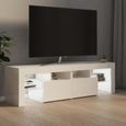Meuble TV Scandinave Moderne - 6582Neuve - Blanc Brillant - 140x35x40 cm - LED RVB-2