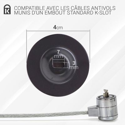 Waytex Point D'Ancrage Pour Antivol Ordinateur - Base Solide Avec Anneau Acier