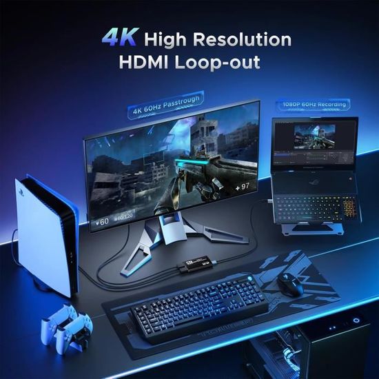 Carte De Capture HDMI Vers USB 3.0 - 1080p 60 Fps - Compatible PC, Mac, Android - Pour Streaming, Jeu, Visio