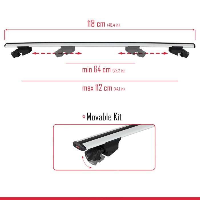 Barres De Toit Citroën/DS 7 Crossback 2018-2025 - Noir Aluminium, Charge 75kg