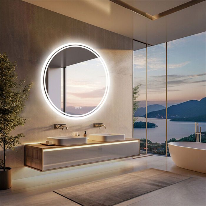 Miroir LED rond UNHO pour salle de bain 60 cm avec éclairage