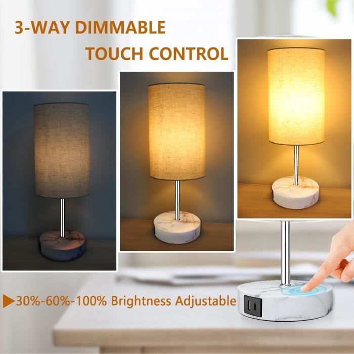 Lampe De Chevet Tactile Dimmable De 45 Cm Avec Ports Usb A+Type