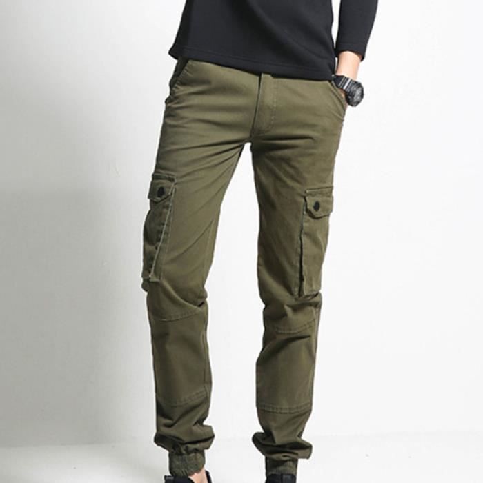Acheter Pantalon décontracté en coton et lin pour hommes, coupe Slim, doux,  Long, couleur unie, droit, Style classique