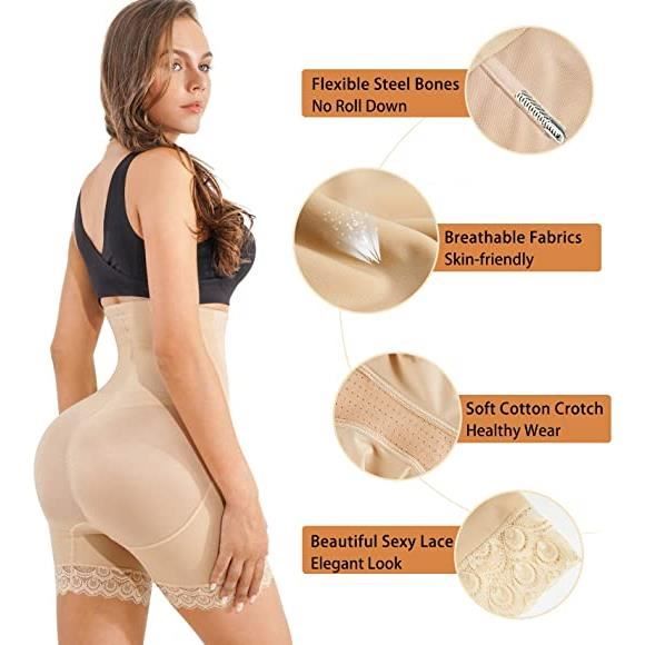 Culotte Gainante Femme Taille Haute - Shapewear Invisible Ventre Plat Anti-Frottement Noir Ou Chair