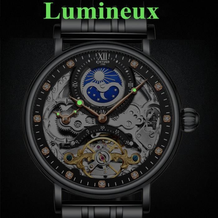KINYUED Montres Homme Montre Mécanique Creuse Automatique À Volant