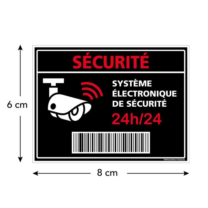 Lot de 8 stickers alarme système électronique - Sécurité 24H/24 code ...