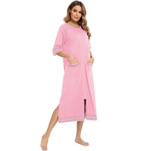 Chemise De Nuit Femme E.FEMME 100% Coton - Imprimé Floral Tailles 38-54
