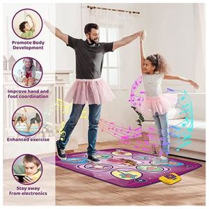 JUYOUNGA Tapis De Danse LED – 5 Modes, Volume Réglable, Musique Intégrée – Cadeau Enfants 3-9 Ans (90x91 Cm)