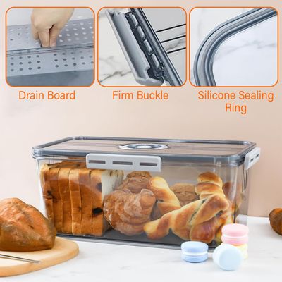 Boîte à Pain Avec Minuteur – Conservation Hermétique, Plaque Drainage, Plastique Alimentaire