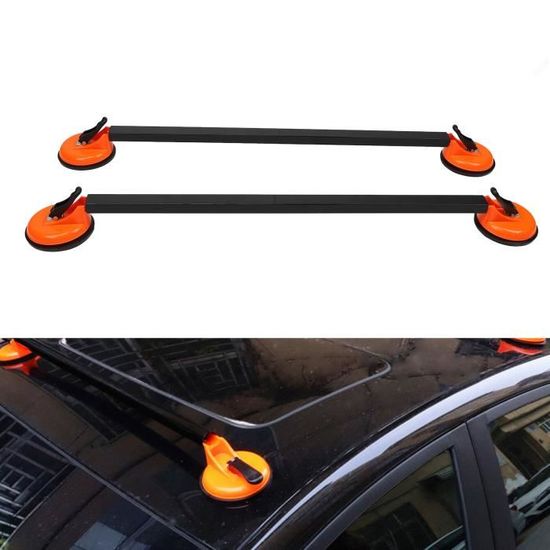 Barres De Toit Universelles 92 Cm - 2 Barres En Acier Carré Avec Fixation Par Ventouse, Porte-Bagages 100 Kg