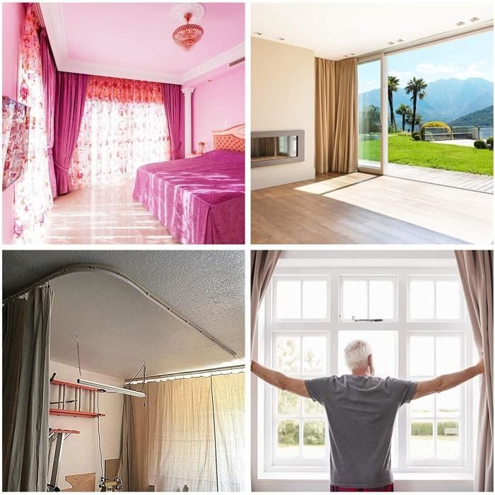 FINDIR 5M Rail de Rideau Plafond Pliable Flexible Rail avec 24 Planeurs