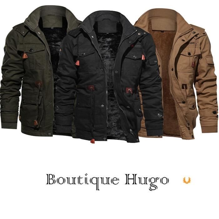 Manteau D'hiver Homme Longueur Moyenne - Capuche à Fourrure, Coupe-vent, Doublure Polaire