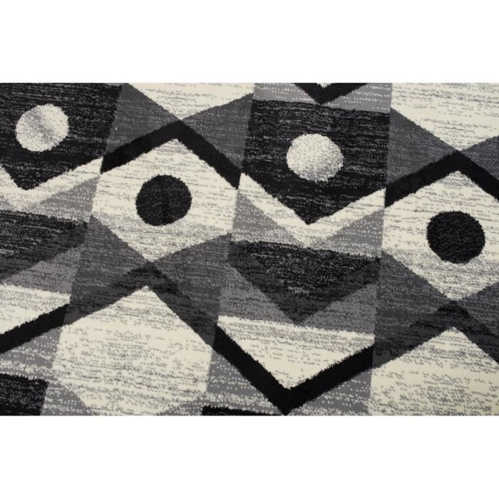 TAPISO Qmega Tapis Salon Chambre Ado Design Moderne Gris Crème Noir ...