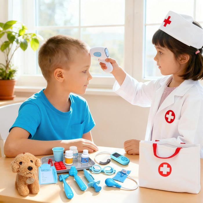 Malette Docteur Enfant,Veterinaire Enfant avec Stéthoscope,Thermomètre, Seringue,Malette Docteur,pour Fille Garcon 3+ Ans - Jeux - Jouets