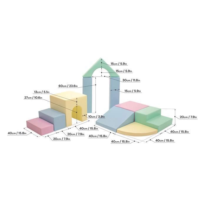 Blocs De Construction IGLU Soft Play 7 XL - En Mousse, Motifs Pastel - Développe Motricité Et Créativité | Pour Enfants 1+ An