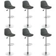 (GRIS)Lot de 6 Tabourets de bar Coussin PU Chaise haute de bar - 37.5x33.5x55~57 cm hauteur réglable-0