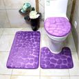 3 Pièces Tapis de Toilette Violet Doux Confortable Flanelle Tapis de Bain-0