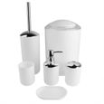 6pcs - set Accessoires de salle de bain Set Porte-brosse à dents, poubelle, distributeur de savon (blanc)-0