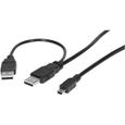 INECK® Cable double USB alimentation mini usb pour boitier disque dur externe data hdd-0