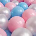 KiddyMoon 100 7Cm L'ensemble De Balles Plastique Pour Piscine Enfant Fabriqué En EU, Baby Blue/Rose Poudré/Perle-0